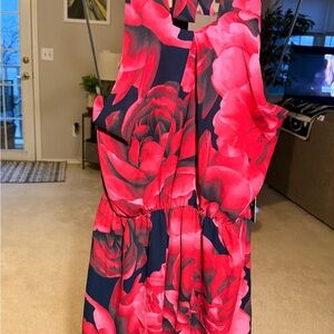 Express Navy & Red Floral Sleeveless Romper